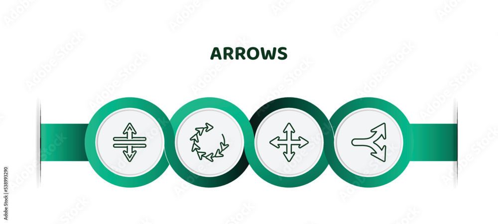Poster editable thin line icons with infographic template. infographic for arrows concept. included split v