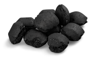 Coal, carbon nuggets isolated on white background