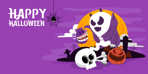 Happy Halloween banner.
trick or treat, 31 october. Vector illustration.