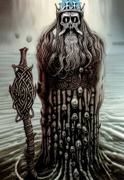 Surreal  mythological portrait illustration. This image was produced with artificial intelligence programs.