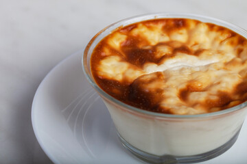 Rice Pudding (Milk Pudding) in a Glass Bowl