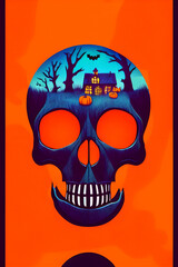 This is a colorful illustration of halloween. It can be used as a cover for invitation card or just nice decoration for your social media posts, perfect for halloween themed products.