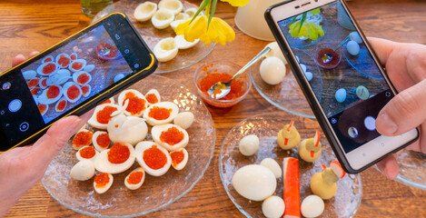 Step by step. egg rabbit figurine for decoration for making stuffed eggs