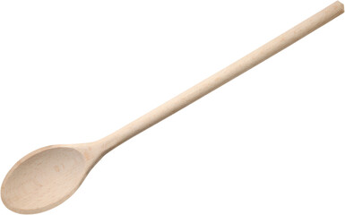 Single wooden spoon isolated on white background