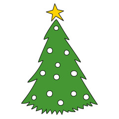 Vector Christmas tree, pines for greeting cards, invitations, banners, web. Winter holiday. Icons collection.