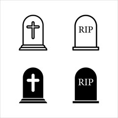 Obraz premium Tombstone icon, Tombstone linear style sign for mobile concept and web design, Halloween tombstone outline vector icon, Symbol, logo illustration, Vector graphics, on white background.