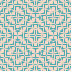 Vector geometric ornament. Abstract seamless pattern with floral ornamental shapes, repeat tiles. Retro vintage style background texture. Tribal ethnic motif. Turquoise and beige color. Trendy design
