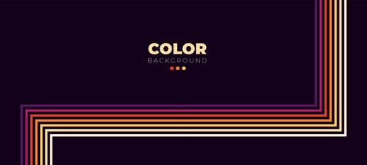 Abstract 1970's background design in futuristic retro style with colorful lines. Abstract simple colorful striped lines in retro style. colorful line dark background design.  Vector illustration. 