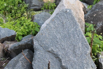 Large granite boulder, stone terrain of Ukraine