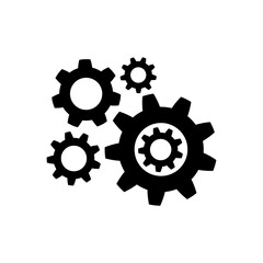 Gear icon in flat style. Wheel symbol isolated on white background Simple mechanism icon in black Vector illustration for graphic design, Web, UI, mobile upp