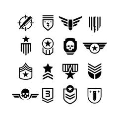 Military and army design element icon set
