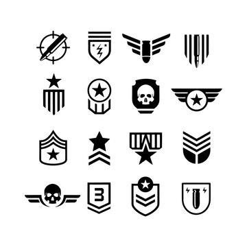 Military and army design element icon set