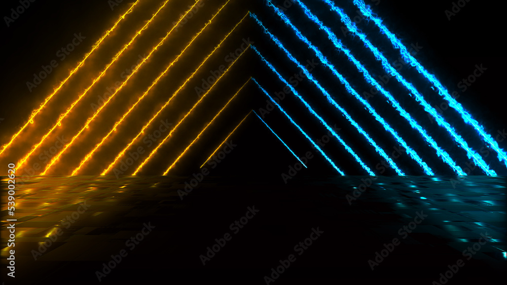 Poster abstract colorful background with bright rays and glowing lines. abstract tech futuristic background
