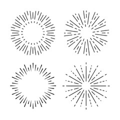 firework line icon set, happy new year firework