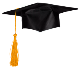 Black Graduation Cap Isolated on White Background.