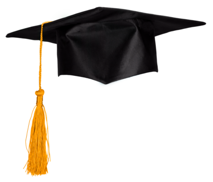 Black Graduation Cap Isolated on White Background.