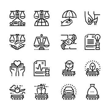 Simple Set of Court Related Vector Line Icons. Contains such Icons as Hammer, Justice, Lawyer and more. Editable Stroke.