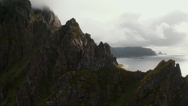 Aerial view of the magnificent mountain lofoten
