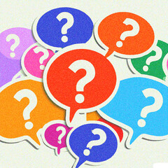 question mark and speech bubbles