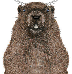 Illustration of a cute hand drawn groundhog in cartoon style. Animal character isolated on a transparent background.