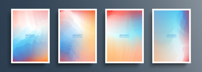 Set of multicolored abstract backgrounds with color gradients. Color smoke effect. Bright colored templates collection for brochures, posters, flyers and covers. Vector illustration.