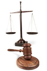 Justice Scales and wooden gavel