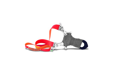sports slingshot, hunting slingshot on a white background, protection from dogs and wild animals