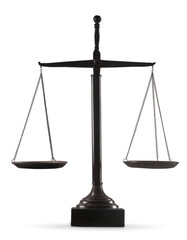 Law scales on table background. Symbol of justice