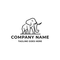 Line Art Elephant Logo Design Vector Illustration
