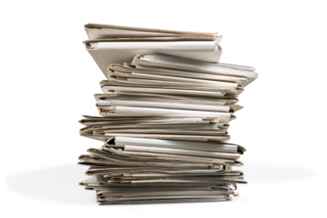 Stack of papers isolated on white background