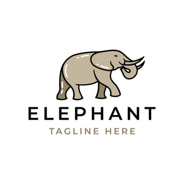 Retro Elephant Logo Design Vector Illustration