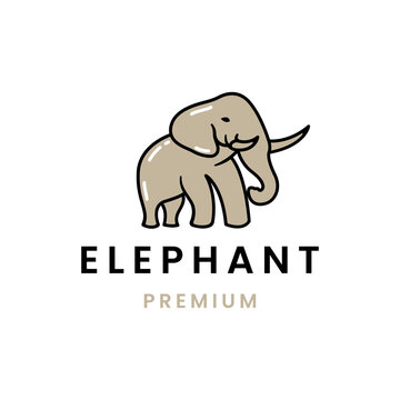 Retro Elephant Logo Design Vector Illustration