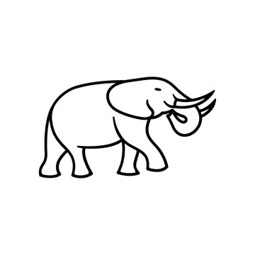 Line art Elephant Logo Design Vector Illustration