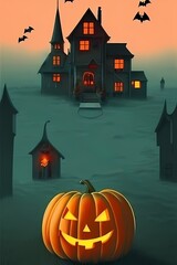 This is a colorful illustration of halloween. It can be used as a cover for invitation card or just nice decoration for your social media posts, perfect for halloween themed products.