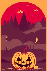This is a colorful illustration of halloween. It can be used as a cover for invitation card or just nice decoration for your social media posts, perfect for halloween themed products.