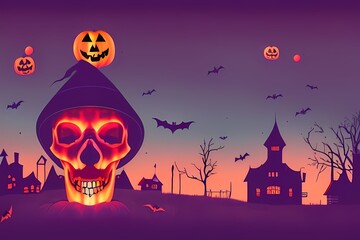 This is a colorful illustration of halloween. It can be used as a cover for invitation card or just nice decoration for your social media posts, perfect for halloween themed products.