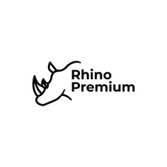 Line Art Rhino Head Logo Design