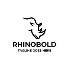Line Art Bold Rhino Logo Design Vector