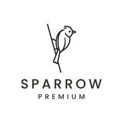 line art sparrow bird logo design vector
