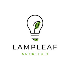 Light Bulb Nature Leaf Logo Design