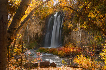 Waterfall in autumn forest