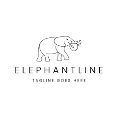 Line Art Elephant Logo Design Vector Illustration