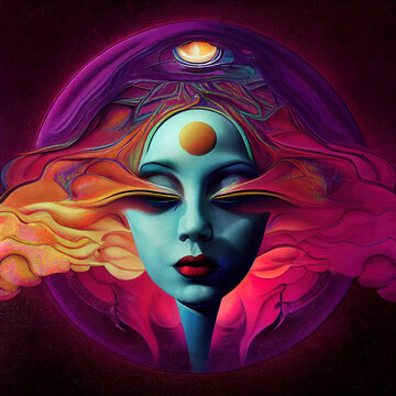 Dreaming into another world, another dimension. Hyperrealistic, surrealistic, dreaming, self healing, self confidence