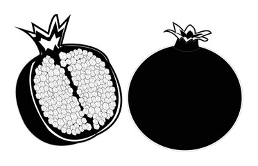 Black and white Pomegranate vector art design.Best graphic resources illustration. vector graphic design for icons and symbols and logo designing and stationery and print media purpose and etc.