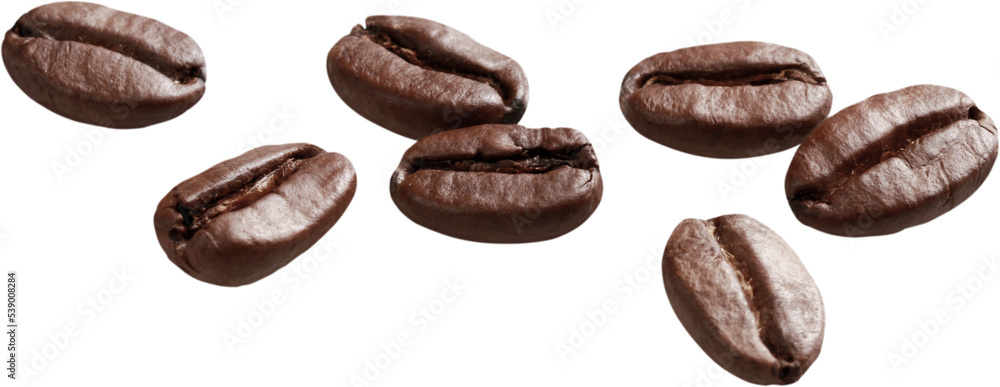 Sticker coffee beans isolated on white background close up