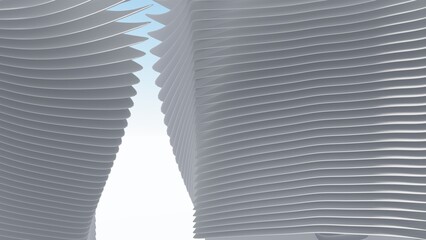 background with stripes curving in abstract space, organic forms, folding architecture 