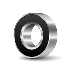 Metal ball bearing isolated on white background. 3d realistic vector illustration.