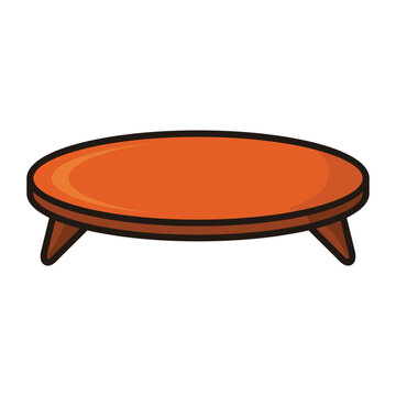 Round table simple vector icon. Monochrome beige furniture pictogram isolated