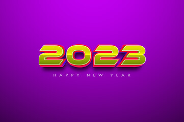 happy new year 2023 with 3d bold numbers