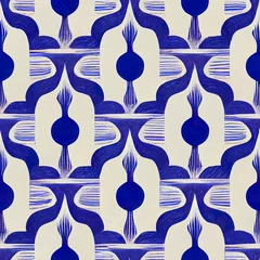 Tapeten Decorative Mediterranean patterns in monochrome blue. Ready to assemble tiles, patterns, decorations, design, borders, graphic design and more! Isolated on white background. © W&S Stock